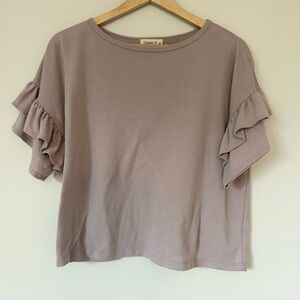 Ginger G Dusty Pink Ruffle Sleeve Blouse